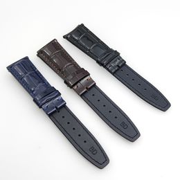 22 mm bamboe krokodil kalf leer 18 mm pin buckle band riem voor IWC -horloge