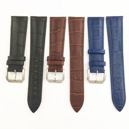 Couleur de café bleu marron noir de 22 mm réel en cuir en cuir bracelets Bracelet Bracelet Watch Bands avec boucle en acier inoxydable P8232525