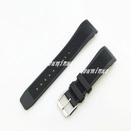 22mm Buckle18mm NOUVELLE QUALITÉ SUPÉRIEURE Noir Étanche Plongée En Caoutchouc De Silicone Bandes avec boucle ardillon type pour IWC Watch238A