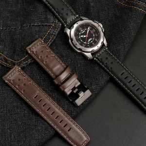 22 mm koeienhuid horlogeband geschikt voor Timex voor Hamilton voor Tissot Speed heren zwartbruine horlogeband