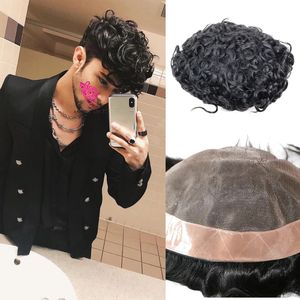 Perruques de cheveux humains bouclés pour hommes, 22MM, super durables, toupet mono, prothèse capillaire, système de remplacement d'unité capillaire, pièces pour hommes, couleur #1B, 8x10'' 7x9''