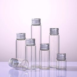 22mm diameter 15ml hoge borosilicaat buisvormige kleine schroef ronde fles ambachtelijke glazen wensflessen flacon potten met aluminium dop sturen door ocean express