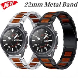 Bracelet en métal et bois de rose, 22mm, montre 3 vitesses S3 4 Pro GT432, bracelet en bois Amazfit GTR 4Stratos, ceinture 240104