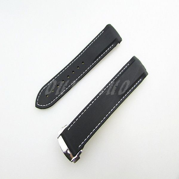 Correa de goma para buzo cosida en negro y blanco de 22 mm con cierre desplegable para Omega Watch256F