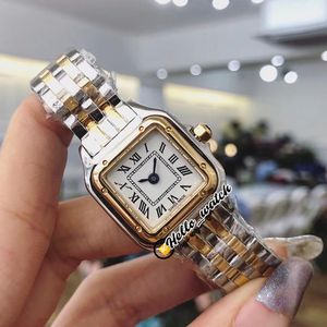 22mm Panthere WJPN0008 Mode Dame Montres À Quartz Suisse Montre Femme Cadran Blanc Or Rose Bracelet En Acier Bicolore Saphir Braceletw332l