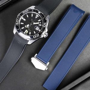 Bracelet de montre en caoutchouc et Silicone, 22mm, étanche, noir et bleu, pour TAG Heuer AQUARACER 300 WAY201B CALIBRE 5, accessoires outils