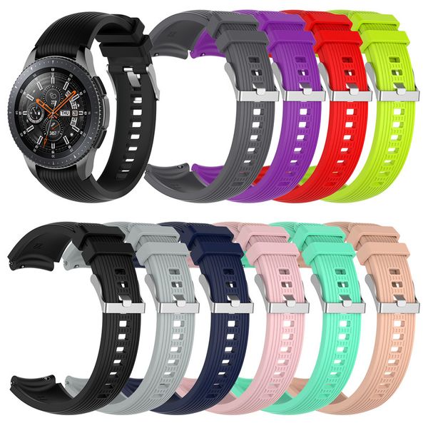 Bracelet de montre en Silicone 22mm, pour Samsung Galaxy Watch, Version 46mm, Bracelet de remplacement en caoutchouc rayé SM-R800