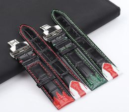 22 mm -stijl Italiaanse koeienhuid Black Btterfly Clasp -horlogebanden voor Konstantin Chaykin Men Bracelet Leather Strap8991054