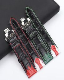22 mm -stijl Italiaanse koeienhide zwarte Btterfly Clasp -horlogebanden voor Konstantin Chaykin Men Bracelet Leather Strap2239025