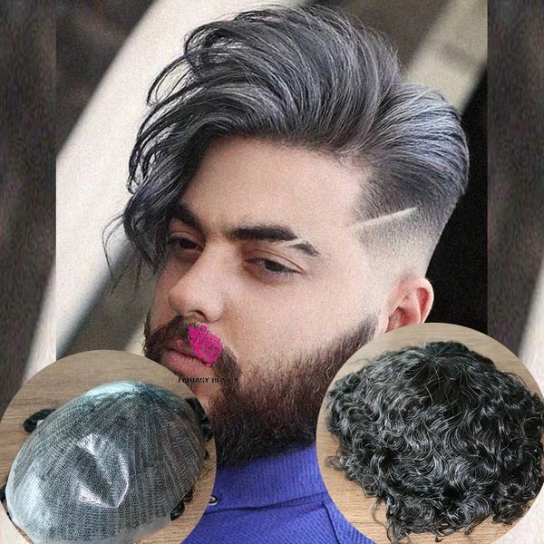 Perruque de cheveux humains toupet pour hommes, peau fine de 22mm, base en PU, ligne de cheveux naturelle, système de remplacement d'unité Durable, prothèse capillaire masculine # 1B10, couleur 8x10 pouces