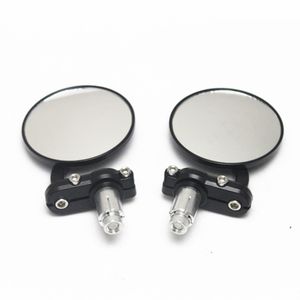 22mm Universele Motorfiets Spiegel Aluminium Zwart Handvat Bar End Achteruitkijkpleister Zijspiegels voor Honda Suzuki Yamaha Kawasaki Victory Moto Accessoires