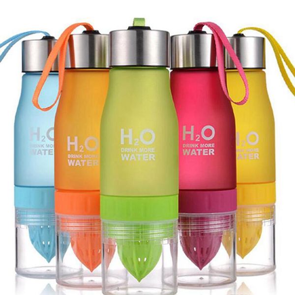 Botella de agua H20 de 22oz, botella de infusión portátil de jugo de fruta de plástico, infusor, bebida, deportes al aire libre, bicicleta, viaje, botella deportiva