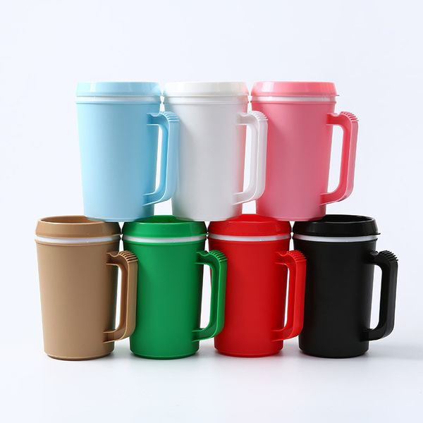 Tazas de café de camionero de 22 oz con asa, tazas para sorber con aislamiento de doble pared, taza en blanco con pajita, impresión personalizada de logotipo