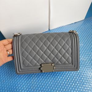 22p 25 cm Classic Mini rabat Caviar En cuir Sacs Calfskin Womens grande capacit￩ Ajustement Ajustement Sprpe en cuir authentique Cha￮ne Silver Silt