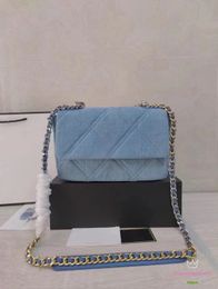 22p Denim 19 Bagbody Bolse For Women Diamond Lattice Chain Bags Bags Luxury Bags Bag Bag Bag Classics 19 Serie Bail Bag Clutch Flap Billet