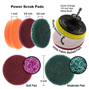 22 stks / set Elektrische Borstel Borstel Scrub Pads Kit Power Scrubber Reinigingsset Reinigingsborstel Schuren Pad voor Tapijt Glas Auto Clean RRD7280