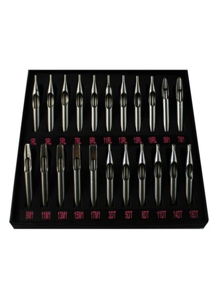 22 pcs tailles Tatoo Tips 304 Conseils de buse de tatouage en acier en acier inoxydable pour les aiguilles kit de jeu de tatouage art1482231