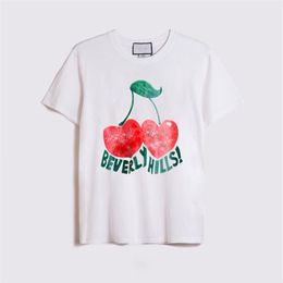 22s Beverly Hills Cherry Designer Tops Camiseta para hombre Moda Ropa de lujo Manga corta Mans Mujeres Punk Bear Imprimir letra Verano 284c