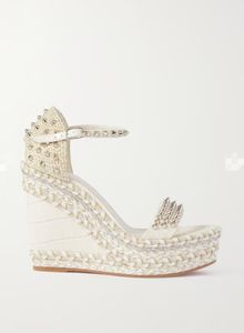 22s Marca Senhora Sandália Cunhas Salto Alto Cunhas Madmonica Spike Open Toe Studded Plain Elegante Mulheres Sapatos Sandálias Plataforma Cunha Salto Espetado Ankle Strap com Caixa