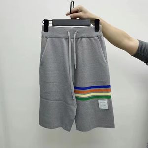 22s Femme masculine Shorts purs Coton Loopback Jersey Brown Knit Engineered Four Bars Thom Summer Wear Arm Stripe Sports Shorts M-2xl B4