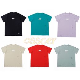 22S New Summer Mens T-Shirt Moda Crack And Hole Stampa Tees T-shirt in cotone manica corta di alta qualità Taglia asiatica S-XL