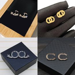 22ss 19 stijl Dubbele Letter Grote Cirkel Oorknopjes Lange Bengelen Drop Hoop Parel Kristal Strass Bruiloft Sieraden Accessoires