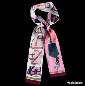 22ss 8stijl Merk Desinger Letters Print Strik Tassen Sjaals Accessoires Zijden Handvat Wraps Uitlaat Portemonnee Portemonnee Handtas Dames Tas4007394