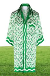22SS Casabblannca Sombra verde Camisas de piña Portos Pantalones de tee Suites Hombre Fashion Fashion Summer Beach Vacataciones Hawaii Camisetas cortas Pant5274630