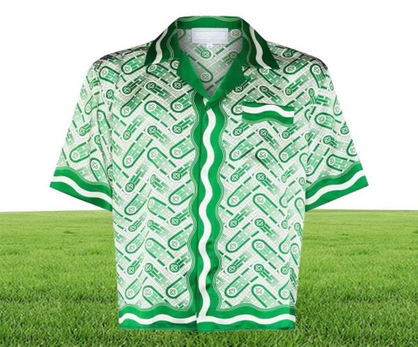 22SS Casabblannca Sombra verde Camisas de piña TEE SUCHOS SUCHOS HOMBRES Fashion Summer Beach Vacaciones Hawaii Camisetas cortas Pant5637049