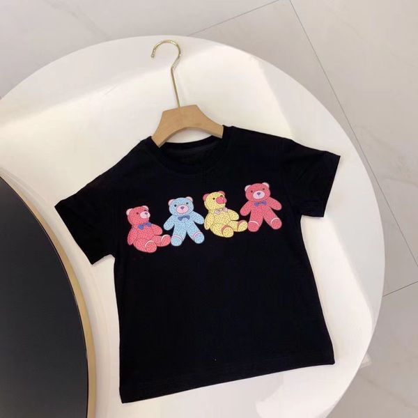 22SS Diseñador de niños Ropa Conjuntos Osos Carta Niños Niños Manga corta Camiseta Imprimir Pantalones cortos Conjunto Traje Marca Niños Ropa Algodón Tees Negro Blanco