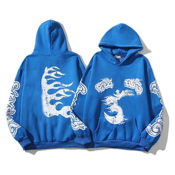 22ss Coton Hommes À Capuche Lettre Imprimé High Street Hip Hop Hoodies Couleur Bleu Sweat À Capuche Sweat À Capuche Pas Cher