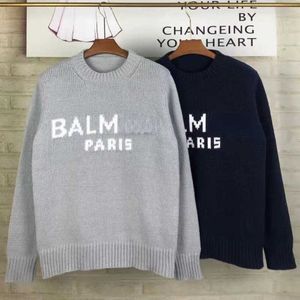 22ss designer chandail mens Baume broderie couture sweat homme chandails de laine casual lâche jacquard tricot surdimensionné femmes pull manteau 112