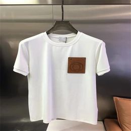 22ss Designer Tide T-shirts Borst Letter Gelamineerde Print Korte Mouw High Street Los Oversize Casual T-shirt 100% Puur Katoen T279C