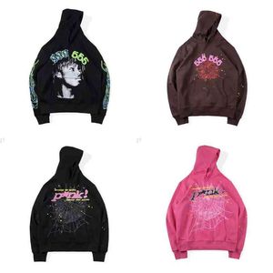 22SS Designer Vintage Luxe Mode Druk Spider Spider Hooded Pullover Rode SP5Der Young Thug 555555 Angel Hoodie Men Blue Shoe Web Sweatshirts Blazers oversize