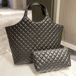 22SS France Femmes Classiques Sacs à provisions en peau d'agneau matelassé en cuir véritable vieilli en métal doré Sacs à main avec porte-monnaie Fashio