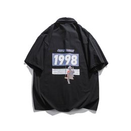 22SS Fuseeho Nieuwe High Street Hip Hop korte mouw shirts T-shirt 1998 Gedrukt eenvoudig reis zomerhemd Casual populaire ademende mannen dames paren t-shirt tjammtx0016