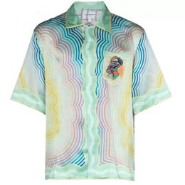 22SS LUXUS Designer Hemden Herrenmode Casablanca Buchstabe V Seide Bowling Freizeithemden Männer Slim Fit Kurzarm Kleid Shir2559