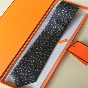 22SS Luxury Hoogwaardige Designer Herenbrief 100% Tie Silk Ntralte Zwart Blue Aldult Jacquard Party Bruiloft Zaken Weven Fashion Design Hawaii Neck Ties Box