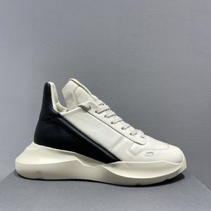 22SS Men Casual schoenen Handgemaakte luxe trainers Echt lederen platform Lace Up Men's Sneaker Winter Height Boots Black