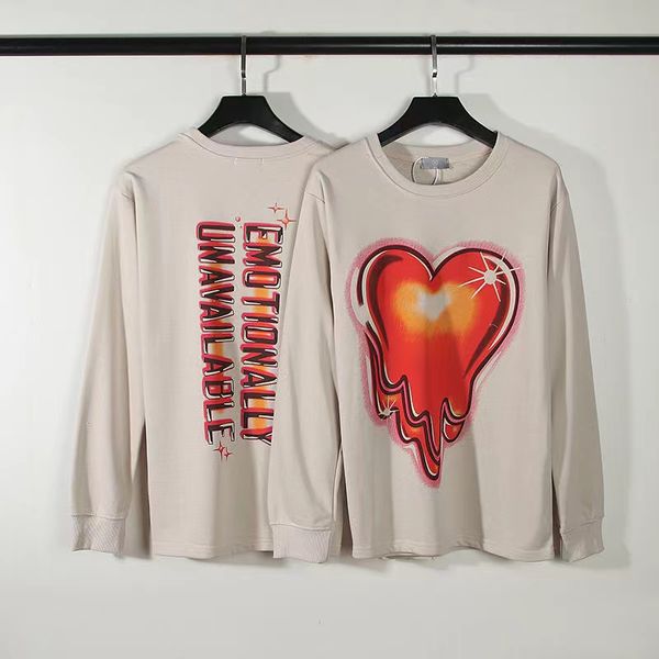 22SS Men Designer Hoodies Love Red Peach Heart Print Print High Street Streetwear Sweet Sweat Oversize Ins mâle à manches longues