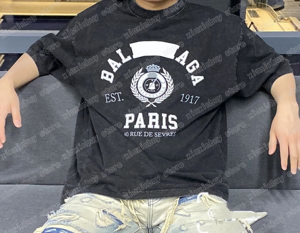 22ss Hommes Designers t-shirts 1917 Oreille de blé à manches courtes Homme Ras du cou paris Streetwear Wash noir xinxinbuy M-2XL