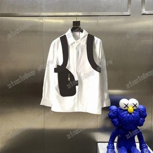 22SS Hommes Femmes Designers Chemises Tee Lettre en cuir broderie Jacquard manches longues Homme Mode Streetwear noir blanc S-XL237J