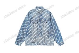 xinxinbuy Designers Vestes Hommes Femmes Cursive letter paris Denim Lapel Neck noir bleu S-L