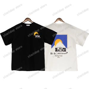 22SS Hommes Femmes Designers T-shirt Paris Coucher de soleil Imprimer manches courtes Col ras du cou Streetwear Abricot Xinxinbuy XS-L