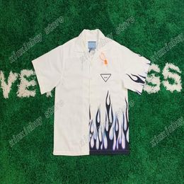 22SS Hommes Femmes Designers T-shirts Tee-shirt Flamme Imprimé à manches courtes Col rond Streetwear Blanc Noir Xinxinbuy XS-L302D