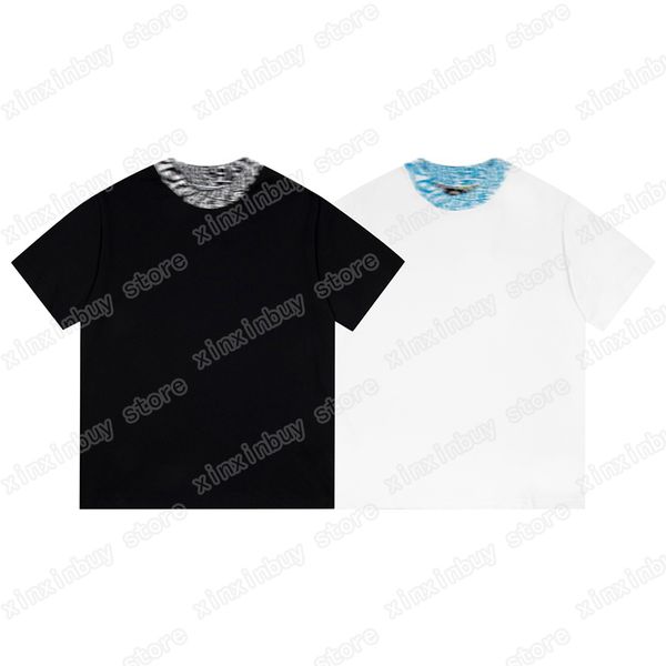 22SS Hommes Femmes Designers T-shirts Tee-shirt Lettre en tricot Col Jacquard Coton à manches courtes Col ras du cou Streetwear blanc noir xinxinbuy XS-L