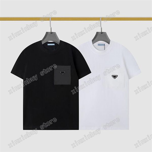 22SS Men Femmes Designers T-shirts Tee Tee Nylon triangle à manches courtes Homme Crew Neck Paris Fashion Streetwear Black White S-2XL175S