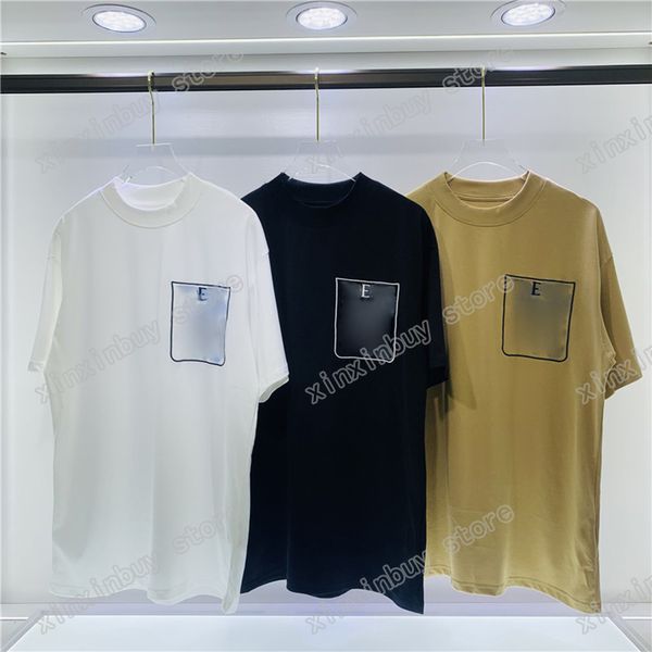 22ss Hommes Femmes Designers t-shirts tee Poche broderie lettre coton manches courtes Ras du cou Streetwear xinxinbuy Noir blanc kaki M-2XL