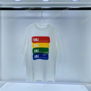 22ss Hommes Femmes Designers t-shirts tee Rainbow paint letter print manches courtes Crew Neck Streetwear noir blanc xinxinbuy S-2XL