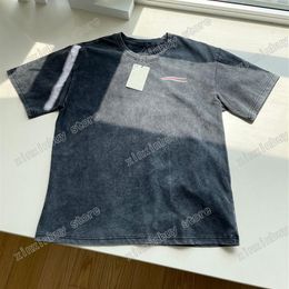 22SS Hommes Femmes Designers T-shirts Tee Sea Wave Détruit Tie Dye Imprimer Coton à manches courtes Col ras du cou Streetwear Xinxinbuy noir bl257Z